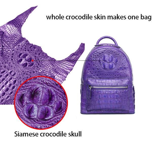 Custom logo crocodile skin bag backpack for ladies