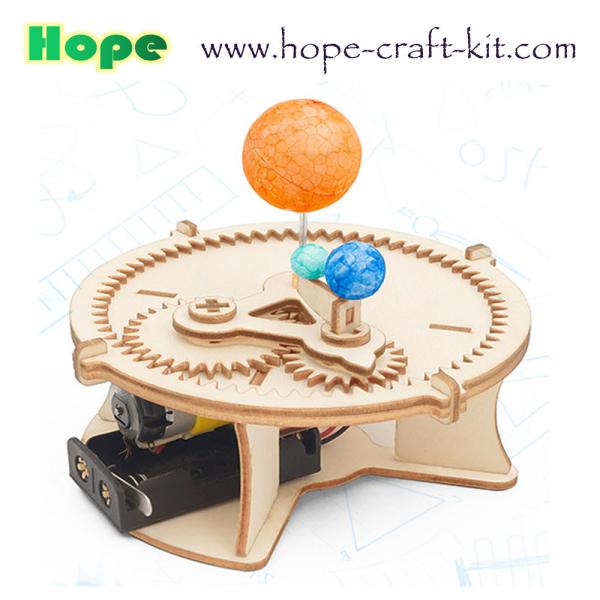 Science Earth Moon and Sun Solar  Moving Orbit Experiment Wooden Color Model Toys Kids DIY Toys STEM astronomy Education