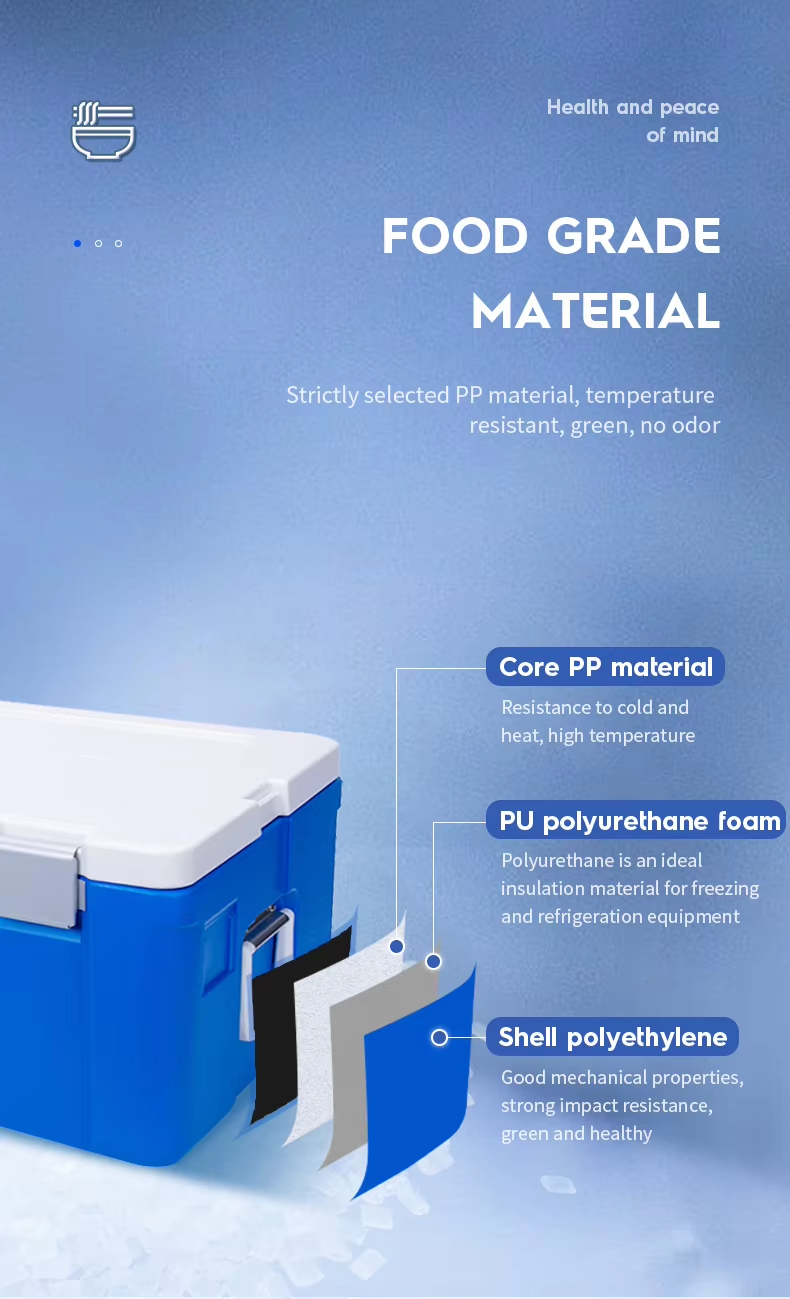Boîte de refroidisseur portable de 65L avec 7,9 kg de poids brut et 655*495*3655mm de dimensions extérieures