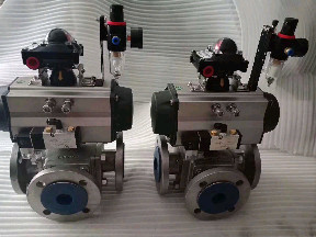 Customized Pneumatic Three Way Ball Valve ISO5211 / DIN3337 Ball Valve With Pneumatic Actuator