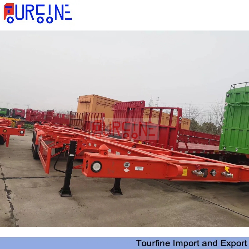 3 Axle Gooseneck Skeleton Container Semi Trailer For 40FT Container Shipping