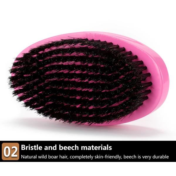 Cepillo de onda rojo rosa para 360 Nylon mezclado de pelo de jabalí de pelo de pelo curvo de pelo de pelo duradero