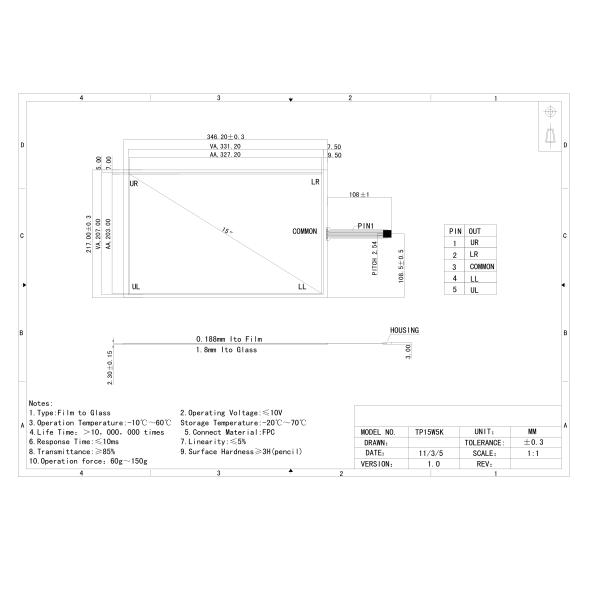 3H Matrix Touch Screen 4W 5W 8W Resistive Touch screen Panel For Machine
