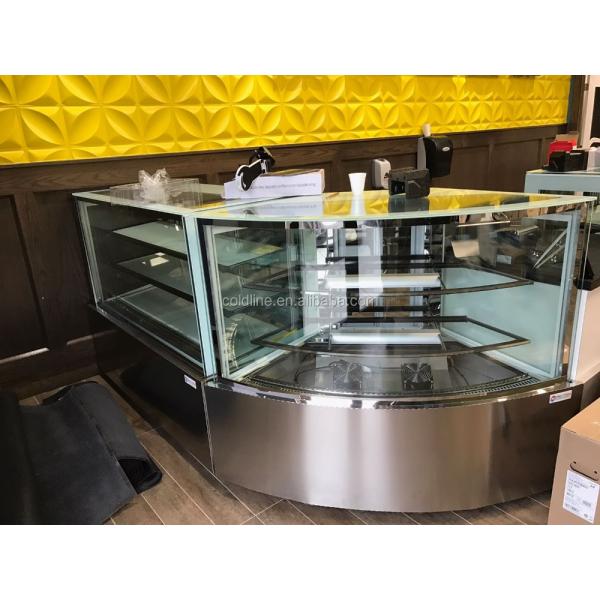 refrigerated corner bakery display case cake cooler with CE/ETL