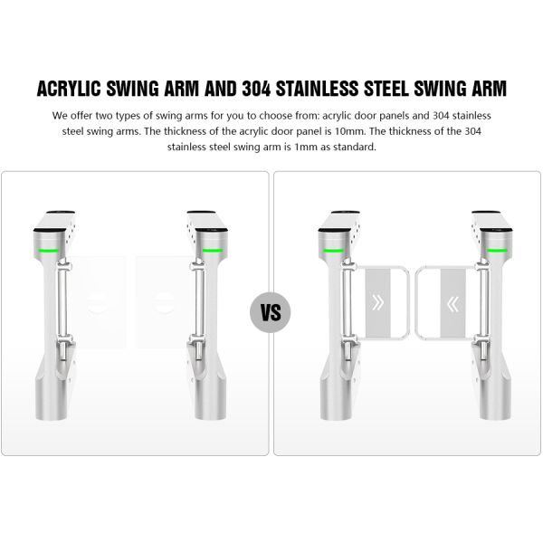 HCW IP42 Swing Barrier Turnstile,10mm Plexiglass Security Turnstile Gate and 30-40 People/Minute Throughput for Secure Access Control
