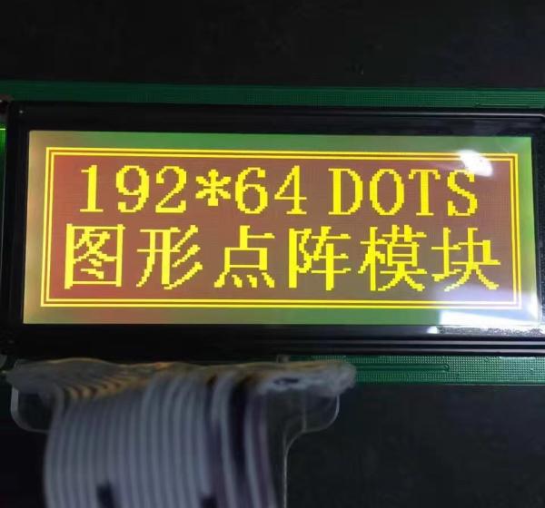 STN Type 192x64 Resolution Graphic LCD Module Yellow + Green Color 19264 Dots