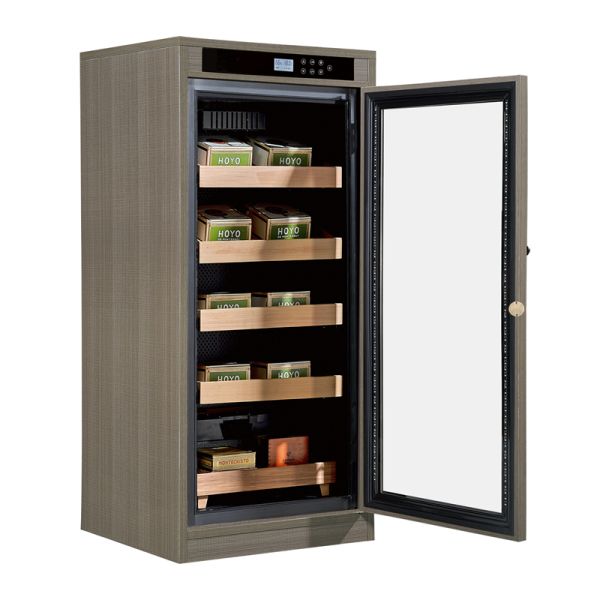 Dark Wood Finish Electric Cigar Humidor Cabinet with Secure Locker and Spanish Cedar Interior