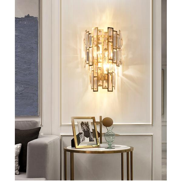 Установленные стеной крытым света Sconce Кристл золота 230*500mm приведенные блеском