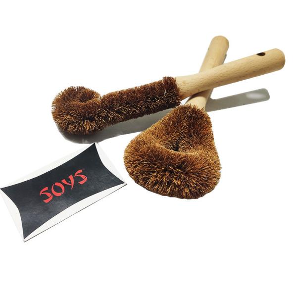 Natural Detergent bamboo dish scrub brush Sisal Fiber Wooden hadle