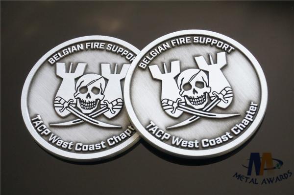 Custom Made Souvenir Coins , Skull Relief Coins Antique Sliver Plated No Colors