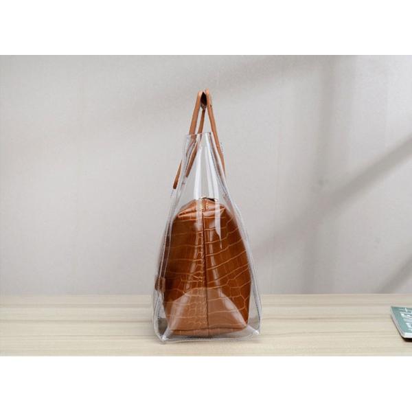 Promotion Clear Cosmetic Handle Bag Tote Bags, Recyclable PVC Loop Handle Plastic Bag, Gift And Shopping