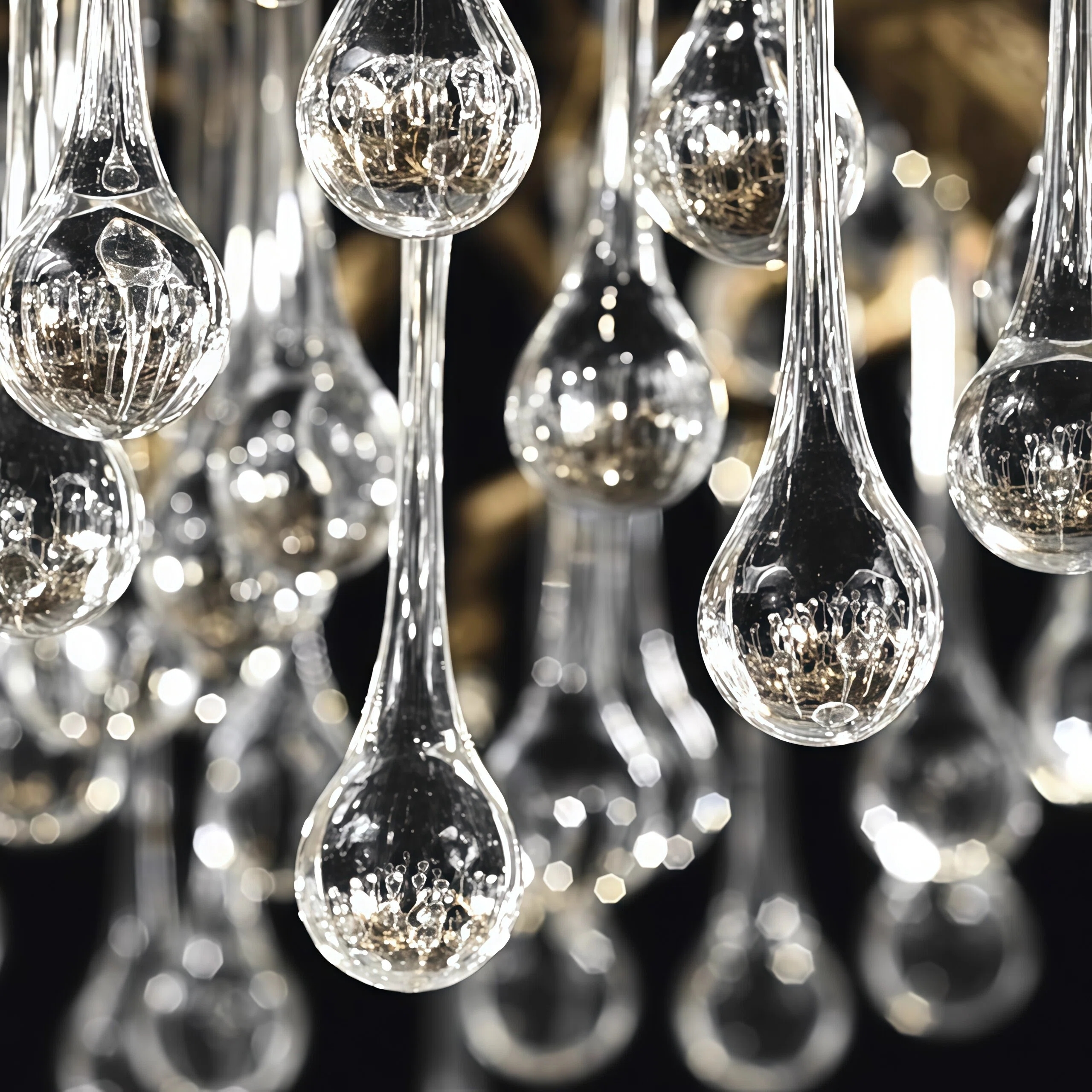 JYLIGHTING Rustic Branch Brass & Crystal Linear Chandelier, Natural Tree Twig Waterdrop Crystal Pendant Light for Dining Room & Villa Lobby