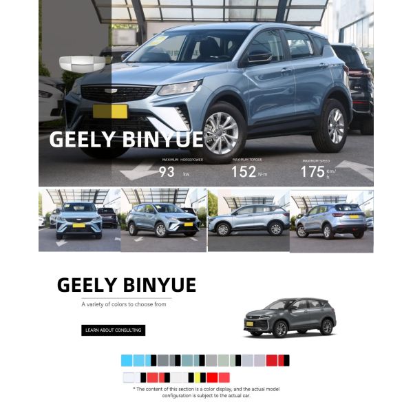 2025 Geely Coolray Binyue 1.5T DCT Auto SUV Compact Gasoline Family Car Low Price China Made Wholesale Hot Sale