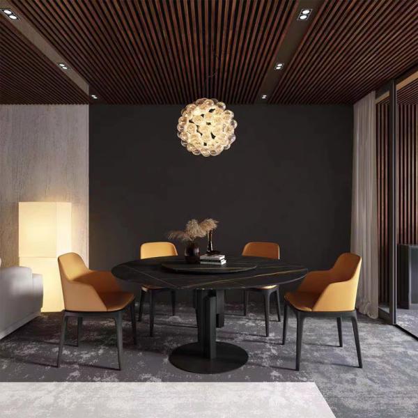 Contemporary Ceramic Round Stainless Steel Marble Dining Table 1350mm Width