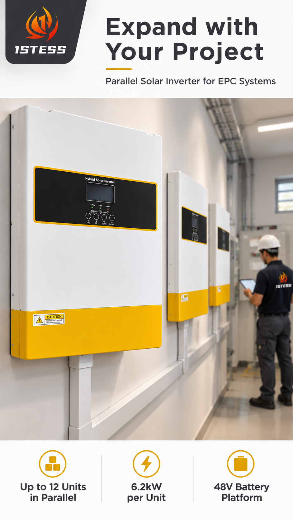 1stess 6.2kW 48V Hybrid Solar Inverter With 120A MPPT Charger
