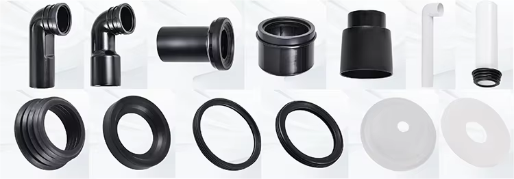 Black Plastic Belt Rubber Toilet Water Tank Discharge Elbow Pipe Sealing Drainage Pipe
