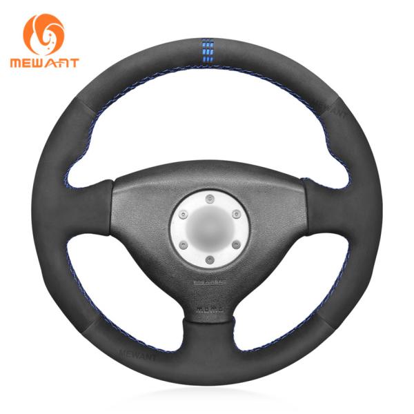 Hand Sewing Black Soft Suede Dot Marker Steering Wheel Cover for Mitsubishi