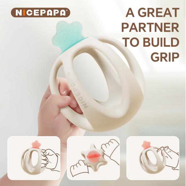 NICEPAPA EXPLORES 100% Food Grade Silicone Baby Teether Sensing Soothing Baby Products (Pink)