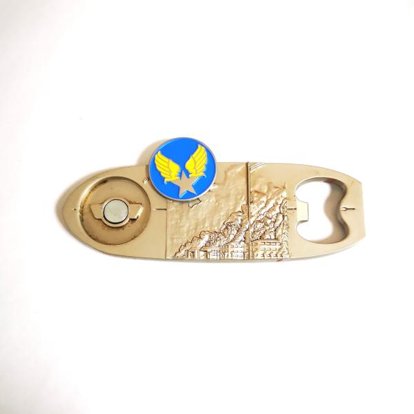 Matte Nickel Air Force Metal Bottle Openers Zinc Alloy With 3D Detachable Emblem