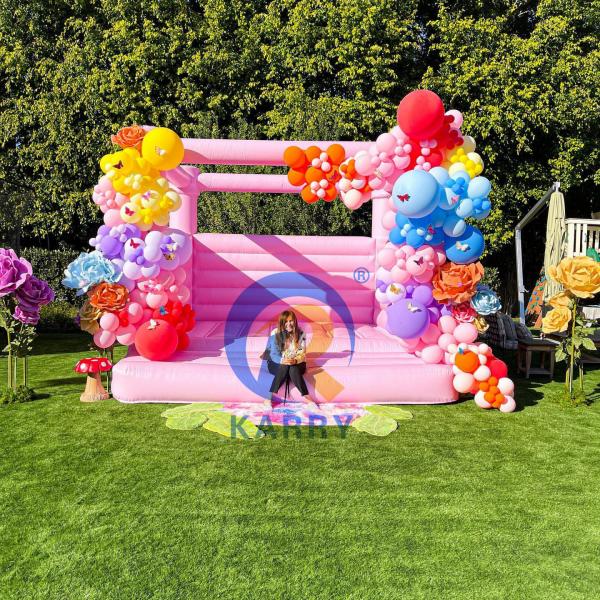 Girls' Wedding and Birthday Party Inflatable Pink Jumping Castle with Blower Included