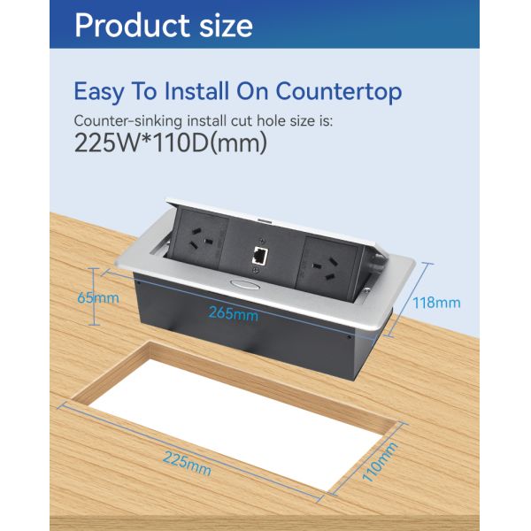 Recessed Pop Up Electrical Outlet Countertop Australian Plug Power Sockets For Office Desk