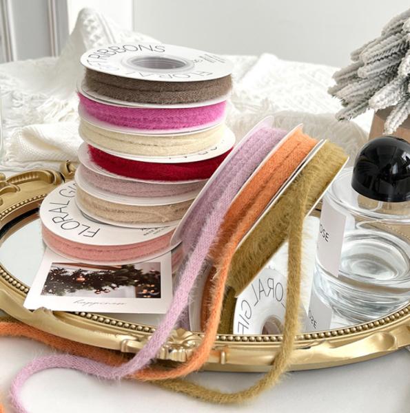Eco-friendly Plush Hollow Ribbon Flower Bouquet Handmade Christmas Floral DIY Gift Bag Cake Tying Straps