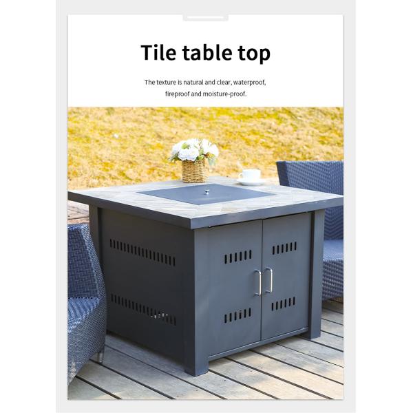 Propane Butane Gas Square Fire Pit 40000BTU Stainless Steel