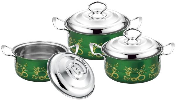 6 pcs kitchen cookware set &cookwere set stainless steel &  16/18/20cm colorful induction cookware set