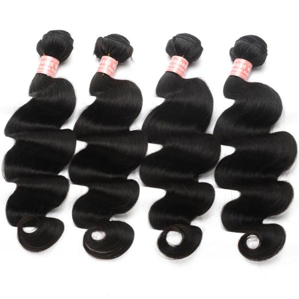Natural Black Peruvian Body Wave Hair Bundles No Shedding Wet And Wavy Extensions