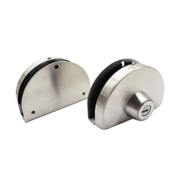 Lass Sliding Door Stainless Steel Patch Clamp Lock  with Brass Keys Knobs