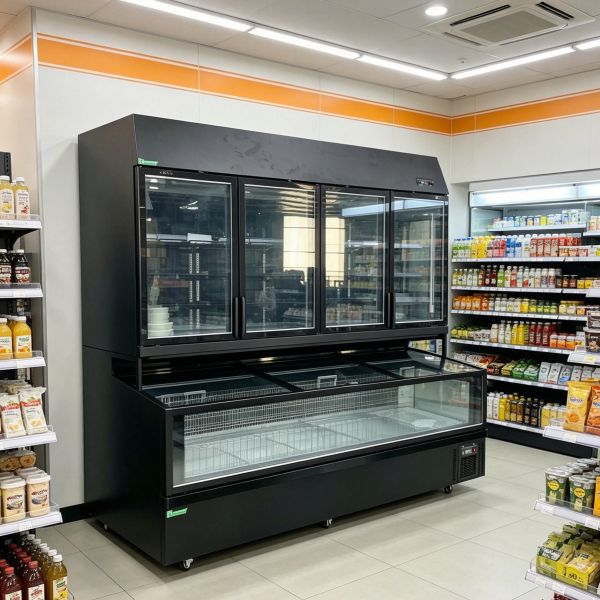 Commercial Island Display Cabinet Top Refrigeration Bottom Freezing For Supermarkets