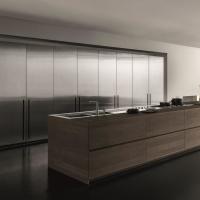 Design de cuisine personnalisé Smart Ensemble complet Armoires de cuisine en acier inoxydable avec île de grain de bois