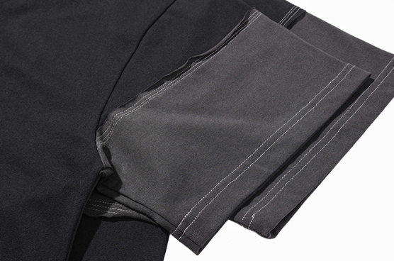 250GSM - 300GSM Basic Crew Neck Tee Patchwork Raw Edge T Shirt Drop Shoulder