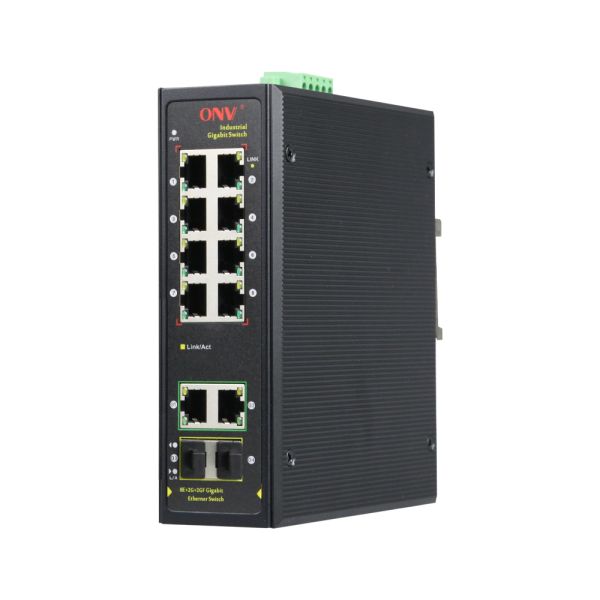 12 Port Gigabit Uplink Industrial Ethernet Fiber Switch Unmanaged No Configuration