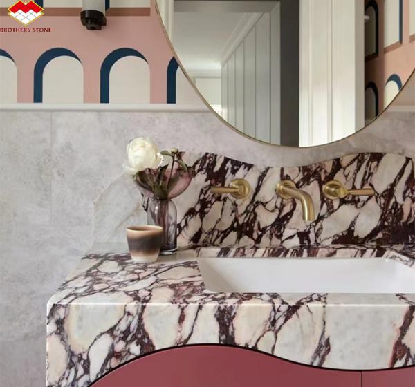 Modern Calacatta Viola Marble Vanity Sink for Big Slab Kitchen Countertops and Sinks