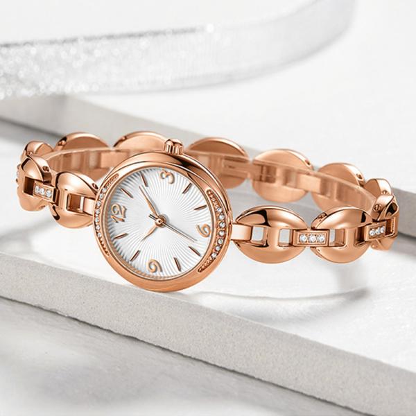 Bangle Women Quartz Wrist Watch Diamond Encrusted Jewelry Buckle