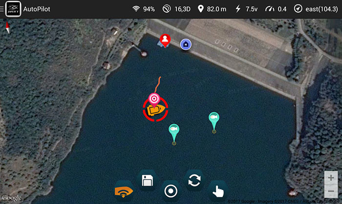 Автопилот смартфона портативный DEVICT GPS Wireles с картой Google для шлюпки приманки