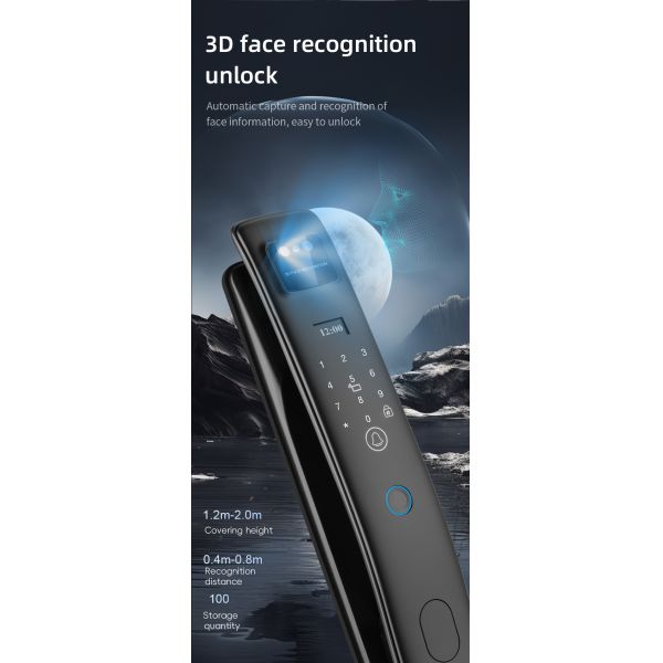 Qleung S958Max 3D Face Recognition Video Intercom Automatic Lock Fingerprint Card & Code Access Tuya WiFi Smart Home Door Lock
