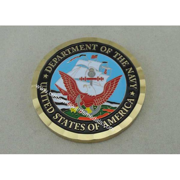 USA Department Of The Navy Personalized Coins , 2.0 Inch Copper Die Stamped With Diamond Cut Edge
