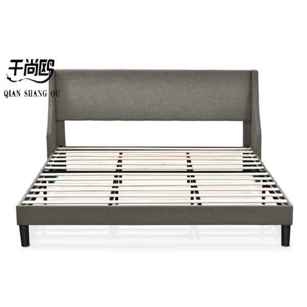 Classic Simple Upholstered Bed Frame 180*200cm With Personalized Head / Wing Design