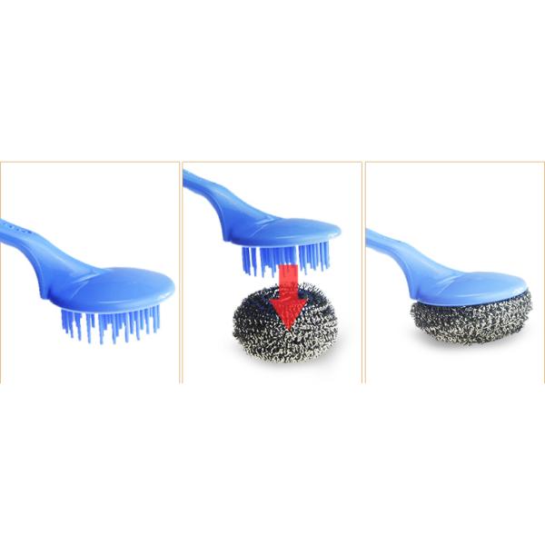 AISI 410 / 430 / 304 Stainless Steel Scrubber With Handle For Household Cleaning