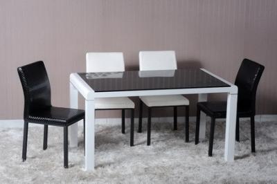 Modern Dining Room Furniture,White/Black Glossy Dining Table