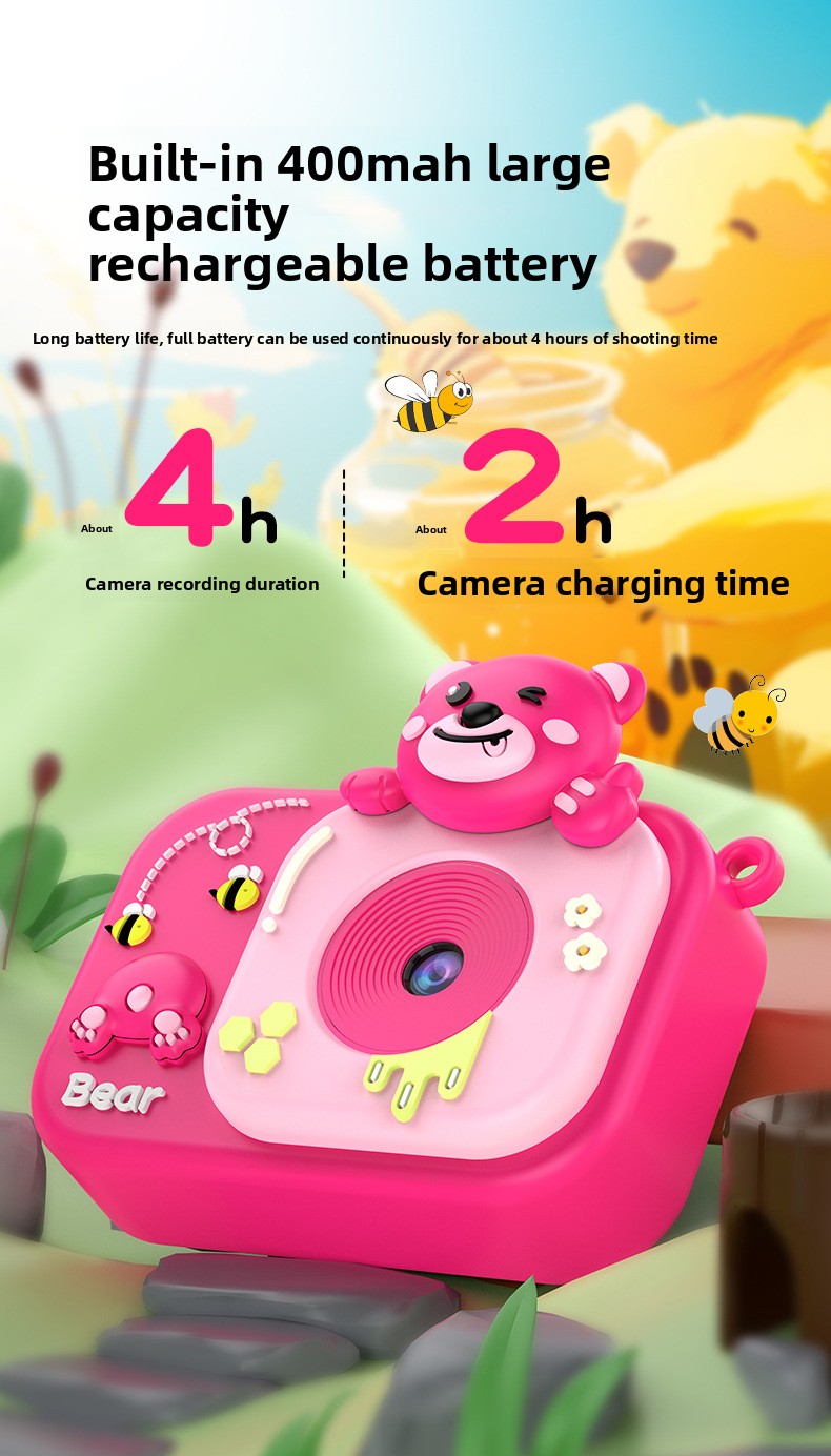 Children's Mini Camera 2-Inch Screen ABS Material Can Take Photos & Videos Play Games HD Children's Toy Cartoon Gift