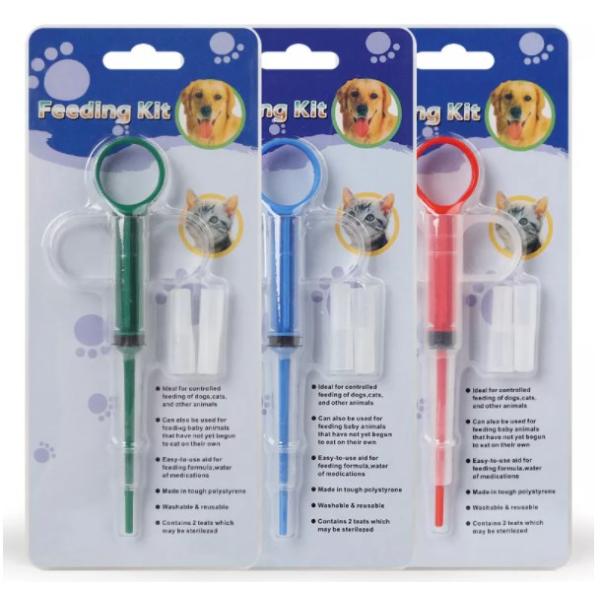 Plastic Feline Pill Shooter For Cat Silicone Syringe
