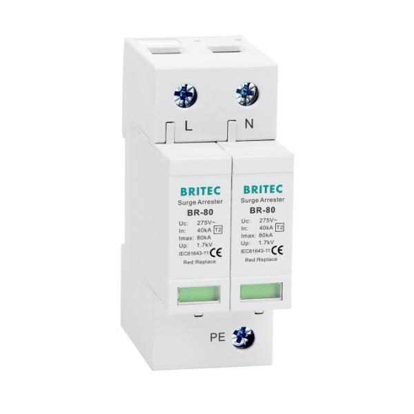 Предохранение от молнии класса II AC Arrester ограничителя перенапряжения BR-80 275 2P SPD