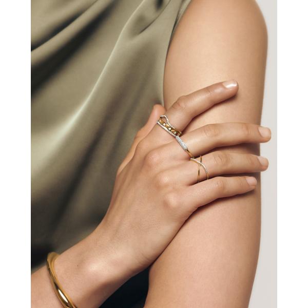 925 plata esterlina 18K dorado CZ anillo de apilamiento para mujeres