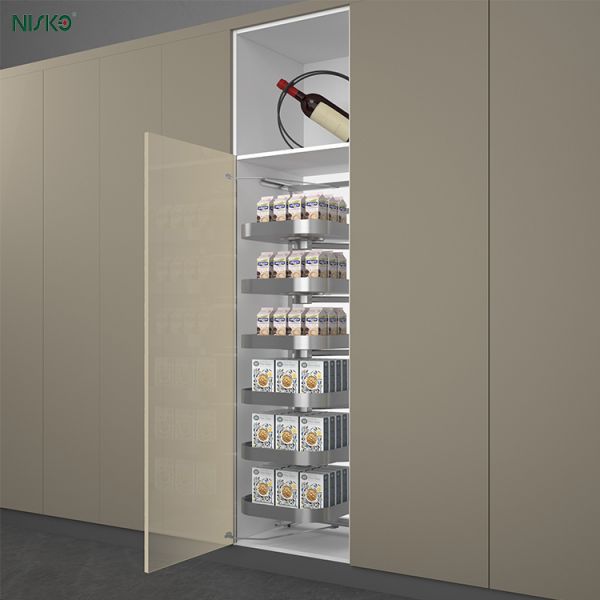 Revolving Pull-Out Pantry Tall Tray Magic Corner Drawer Baskets Kitchen Orgainzer