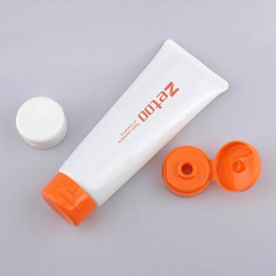 Customized Skincare Tube Packaging PE / ABL Empty Plastic Lotion Tubes With Glossy Flip Top Caps