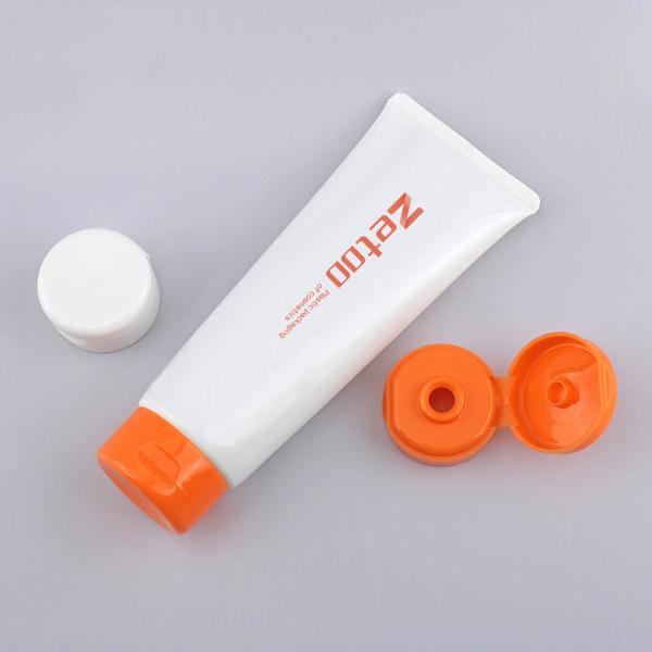 Customized Skincare Tube Packaging PE / ABL Empty Plastic Lotion Tubes With Glossy Flip Top Caps