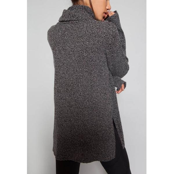 Marl Tunic Long Sleeve Pullover Sweater , Neck Knitted Dressy Pullover Sweaters